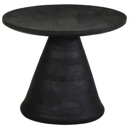 Side Table Black Ø50X40 Cm Solid Wood Mango