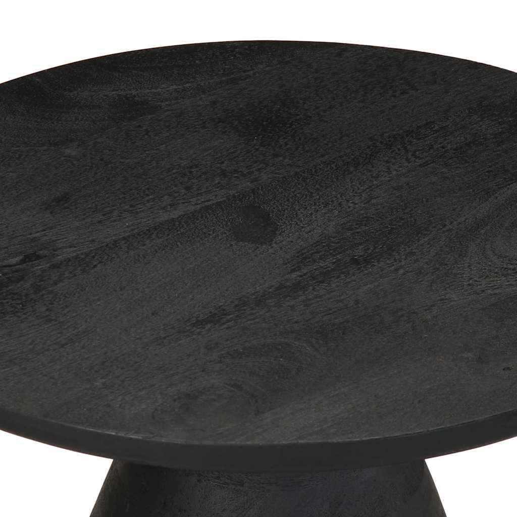 Side Table Black Ø50X40 Cm Solid Wood Mango