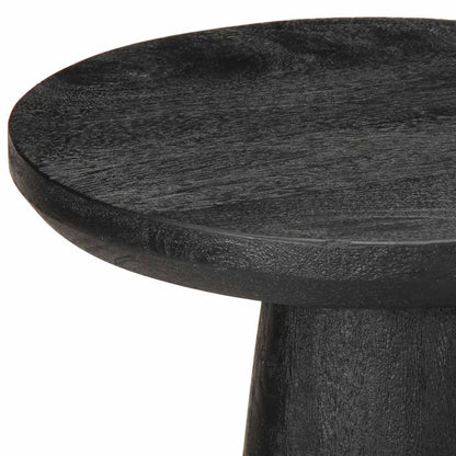 Side Table Black Ø30X60 Cm Solid Wood Mango