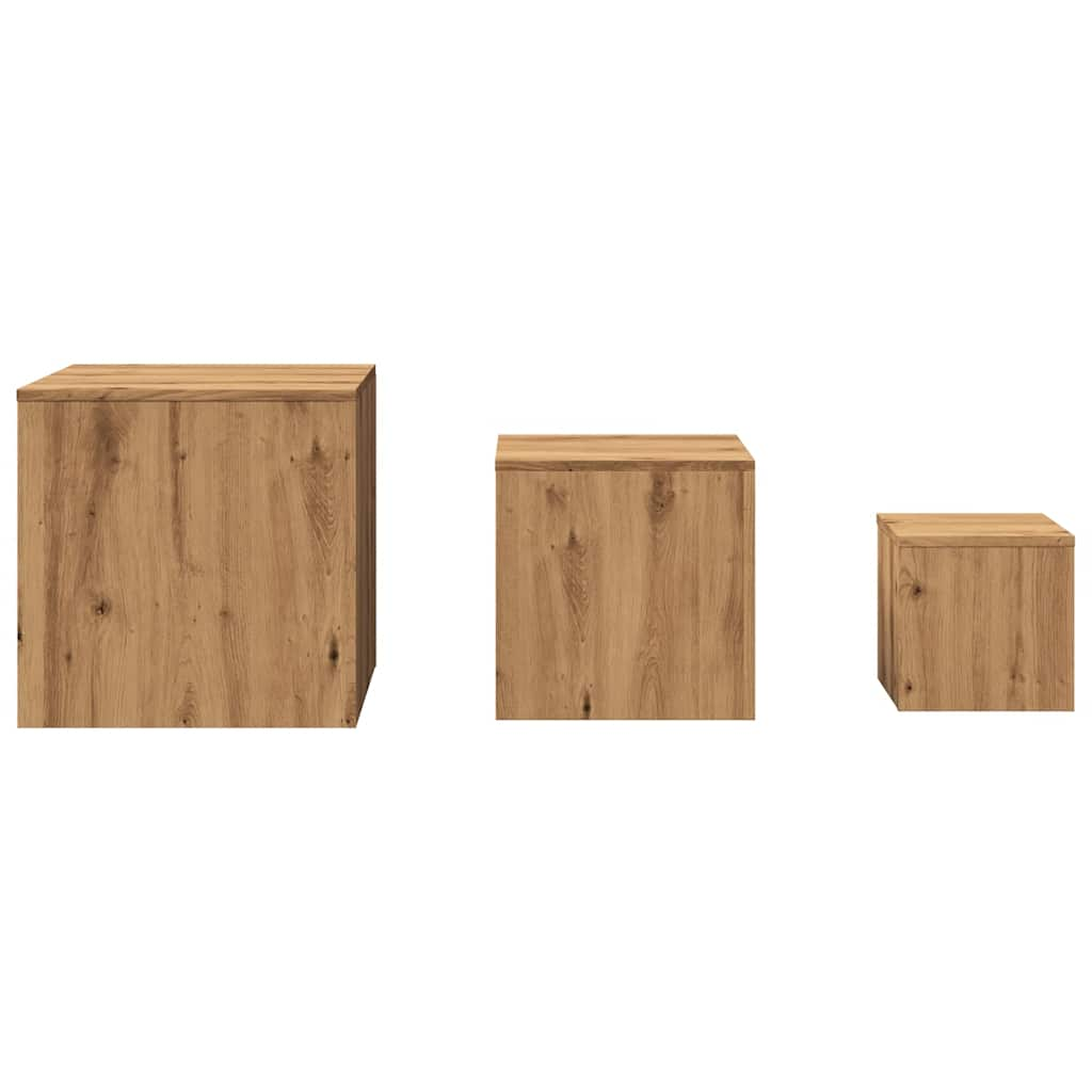 Side Tables 3 Pcs Artisan Oak Engineered Wood