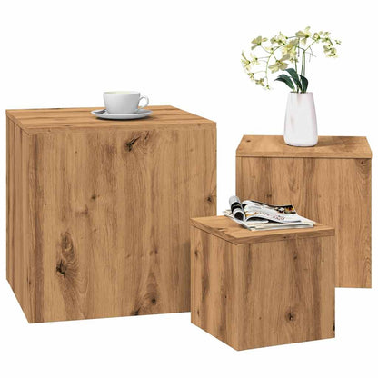 Side Tables 3 Pcs Artisan Oak Engineered Wood