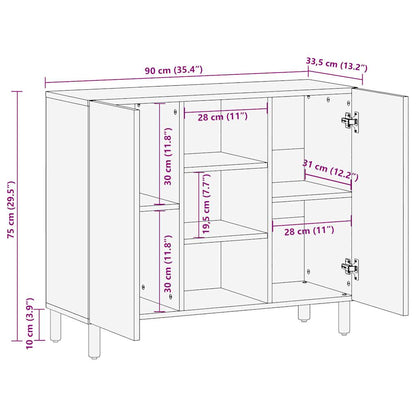 Sideboard 90X33.5X75 Cm Solid Rough Wood Mango