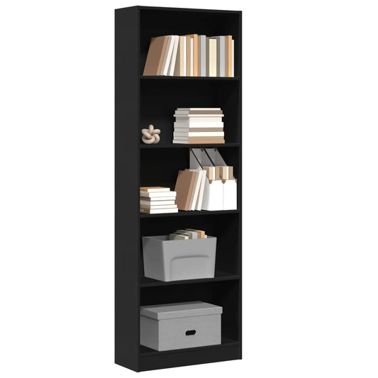 Bookcase Black 60X24X176 Cm Engineered Wood