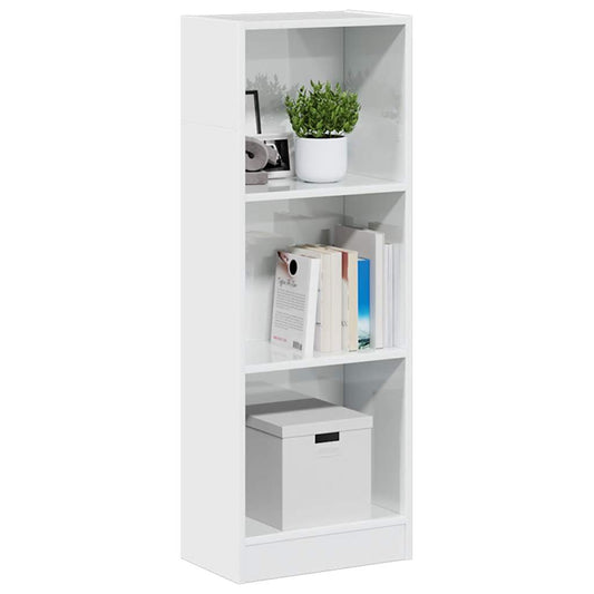 Bookcase High Gloss White 40X24X109 Cm Engineered Wood