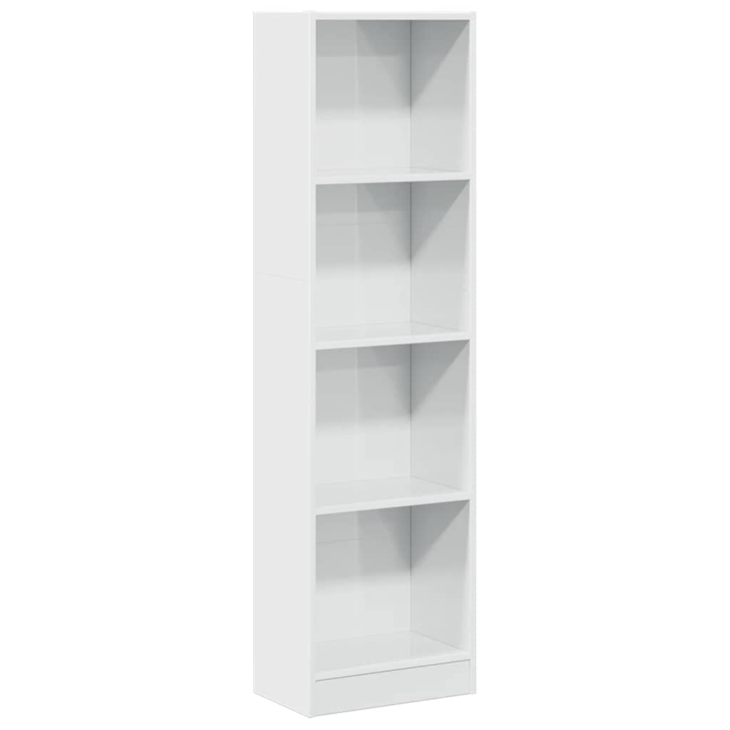 Bookcase High Gloss White 40X24X143 Cm Engineered Wood