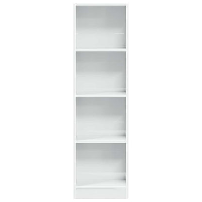 Bookcase High Gloss White 40X24X143 Cm Engineered Wood