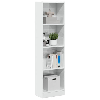 Bookcase High Gloss White 40X24X143 Cm Engineered Wood