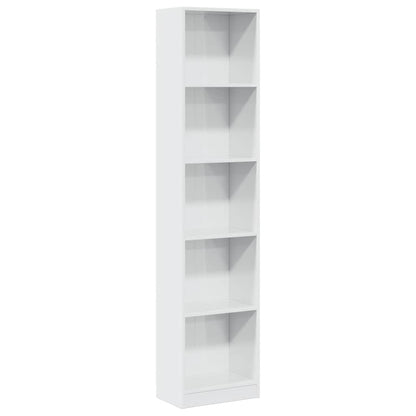 Bookcase High Gloss White 40X24X176 Cm Engineered Wood