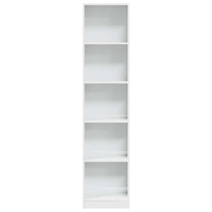 Bookcase High Gloss White 40X24X176 Cm Engineered Wood