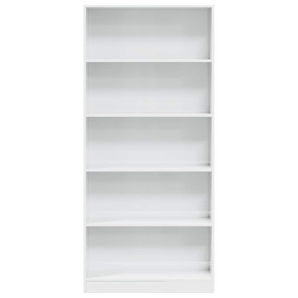 Bookcase High Gloss White 80X24X176 Cm Engineered Wood