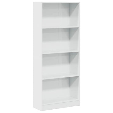 Bookcase High Gloss White 60X24X143 Cm Engineered Wood