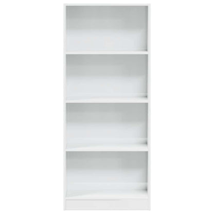 Bookcase High Gloss White 60X24X143 Cm Engineered Wood