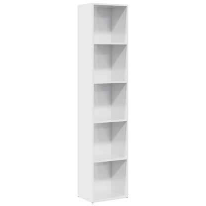 Bookcase High Gloss White 40X30X189 Cm Engineered Wood