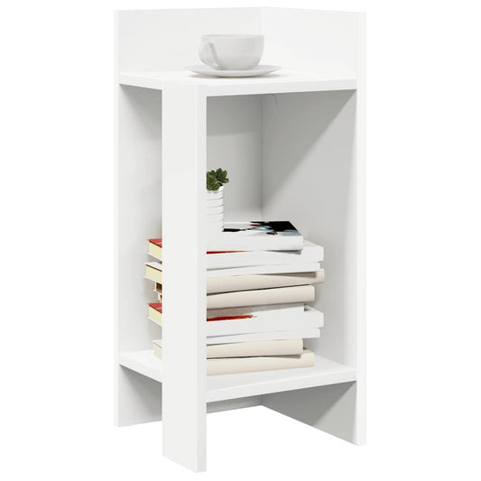 Side Table With Shelf White 25.5X27X60 Cm