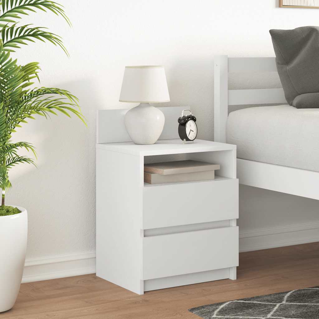 Bedside Cabinet With 2 Drawers White 40X33X60 Cm