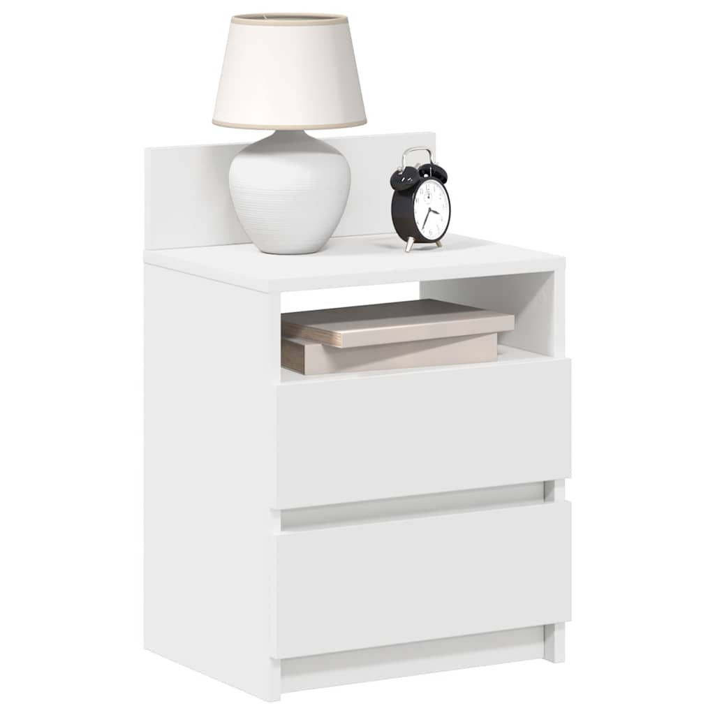 Bedside Cabinet With 2 Drawers White 40X33X60 Cm