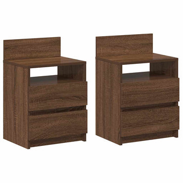 Bedside Cabinets 2 Pcs With 2 Drawers Brown Oak 40X33X60 Cm