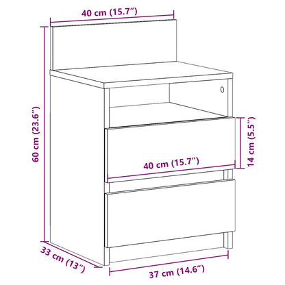 Bedside Cabinets 2 Pcs With 2 Drawers Brown Oak 40X33X60 Cm