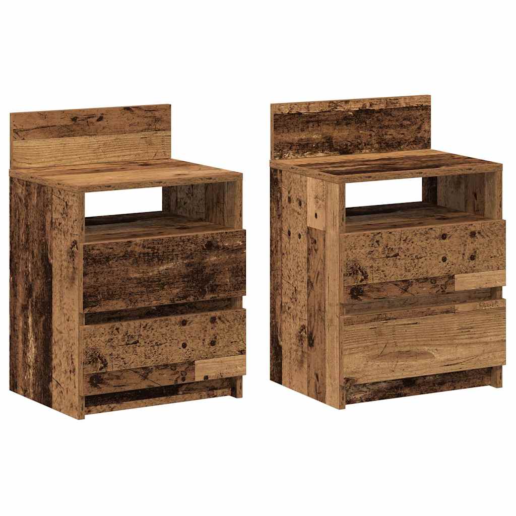 Bedside Cabinets 2 Pcs With 2 Drawers Old Wood 40X33X60 Cm