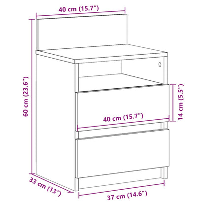 Bedside Cabinets 2 Pcs With 2 Drawers Old Wood 40X33X60 Cm