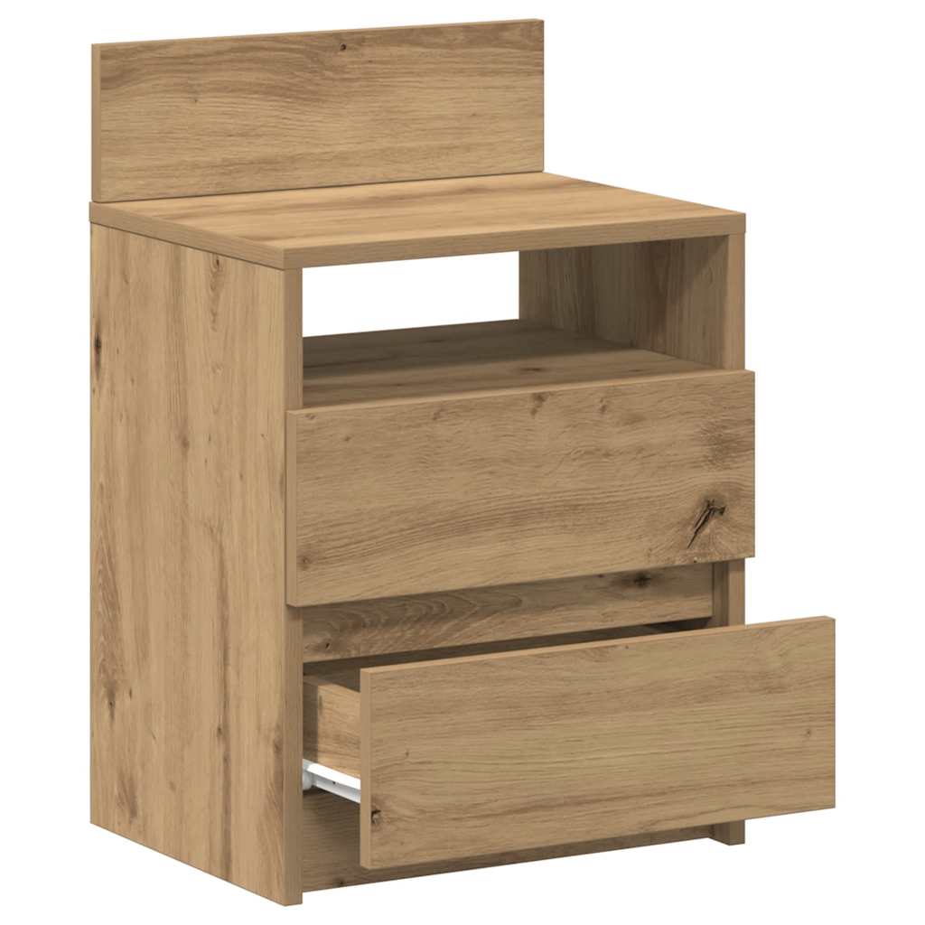 Bedside Cabinet With 2 Drawers Artisan Oak 40X33X60 Cm