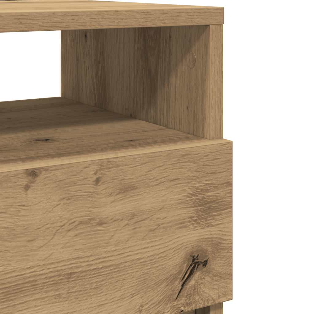 Bedside Cabinet With 2 Drawers Artisan Oak 40X33X60 Cm