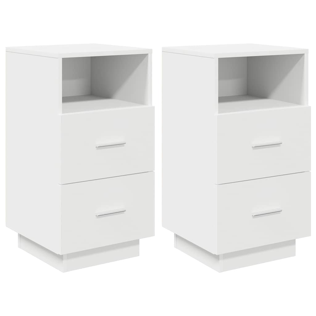 Bedside Cabinets 2 Pcs With 2 Drawers White 36X36X68 Cm