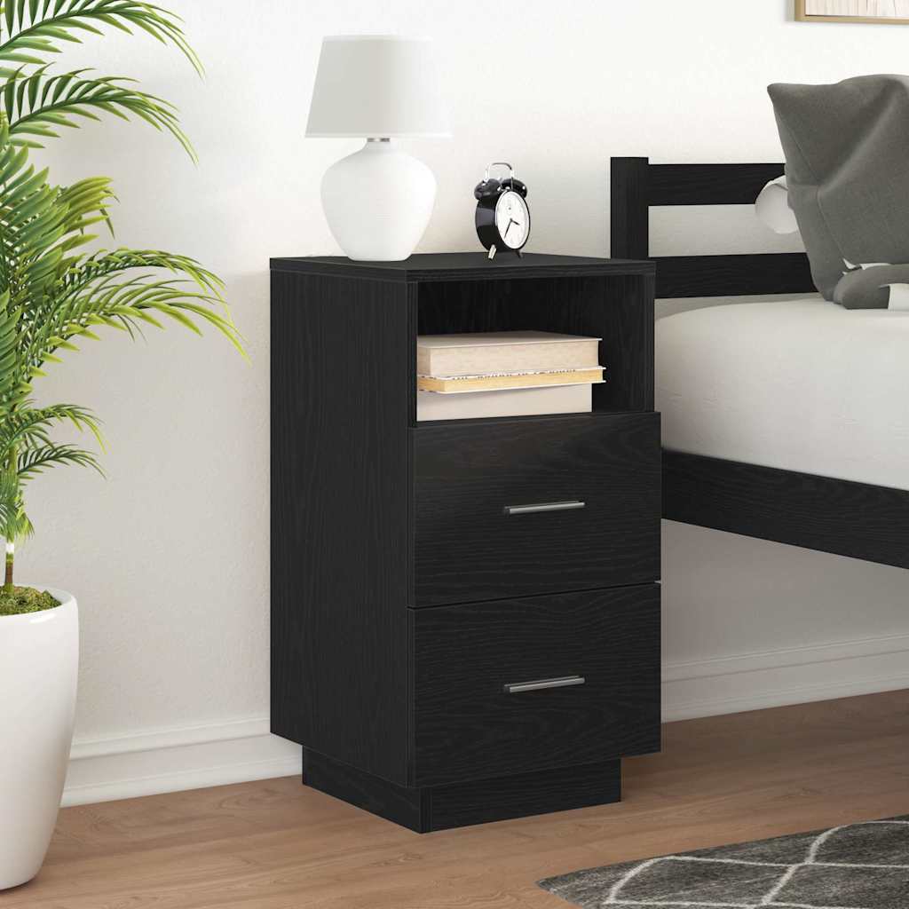 Bedside Cabinet With 2 Drawers Black 36X36X68 Cm