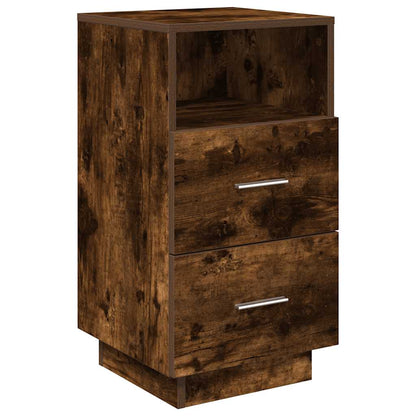 Bedside Cabinet With 2 Drawers Smoked Oak 36X36X68 Cm