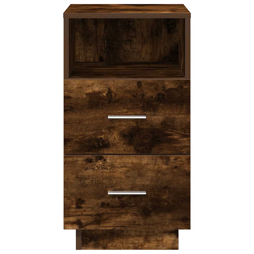 Bedside Cabinet With 2 Drawers Smoked Oak 36X36X68 Cm