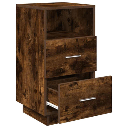 Bedside Cabinet With 2 Drawers Smoked Oak 36X36X68 Cm