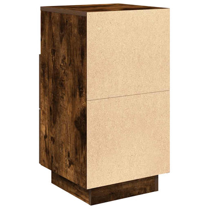 Bedside Cabinet With 2 Drawers Smoked Oak 36X36X68 Cm