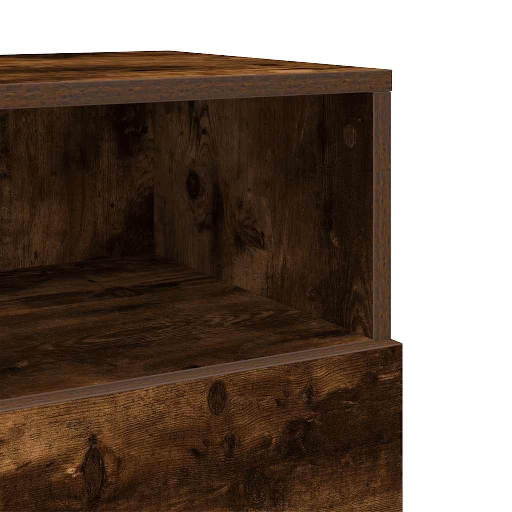 Bedside Cabinet With 2 Drawers Smoked Oak 36X36X68 Cm