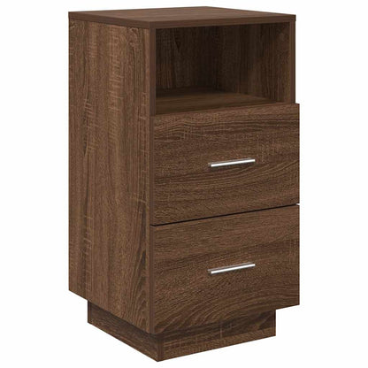 Bedside Cabinet With 2 Drawers Brown Oak 36X36X68 Cm