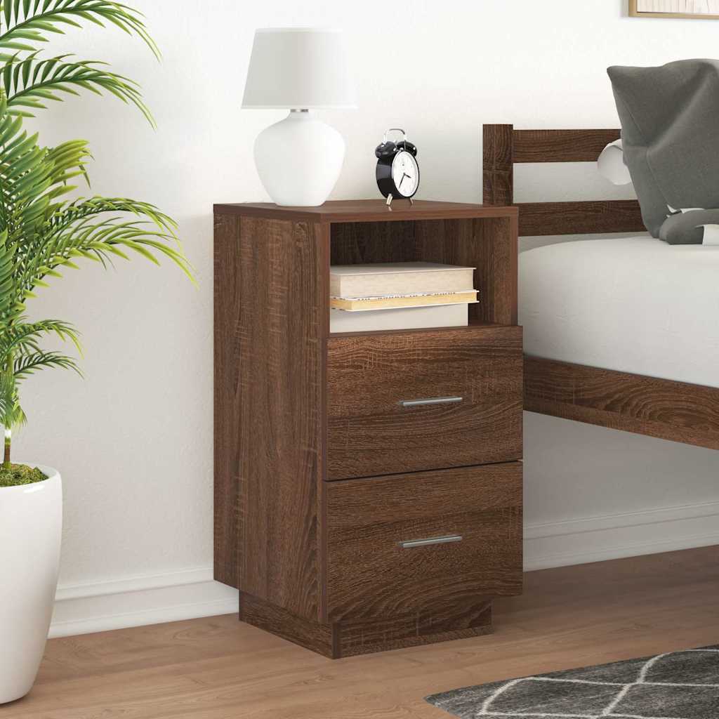 Bedside Cabinet With 2 Drawers Brown Oak 36X36X68 Cm