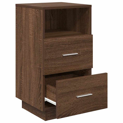 Bedside Cabinet With 2 Drawers Brown Oak 36X36X68 Cm