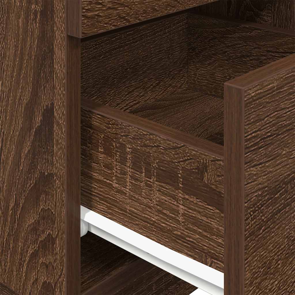 Bedside Cabinet With 2 Drawers Brown Oak 36X36X68 Cm