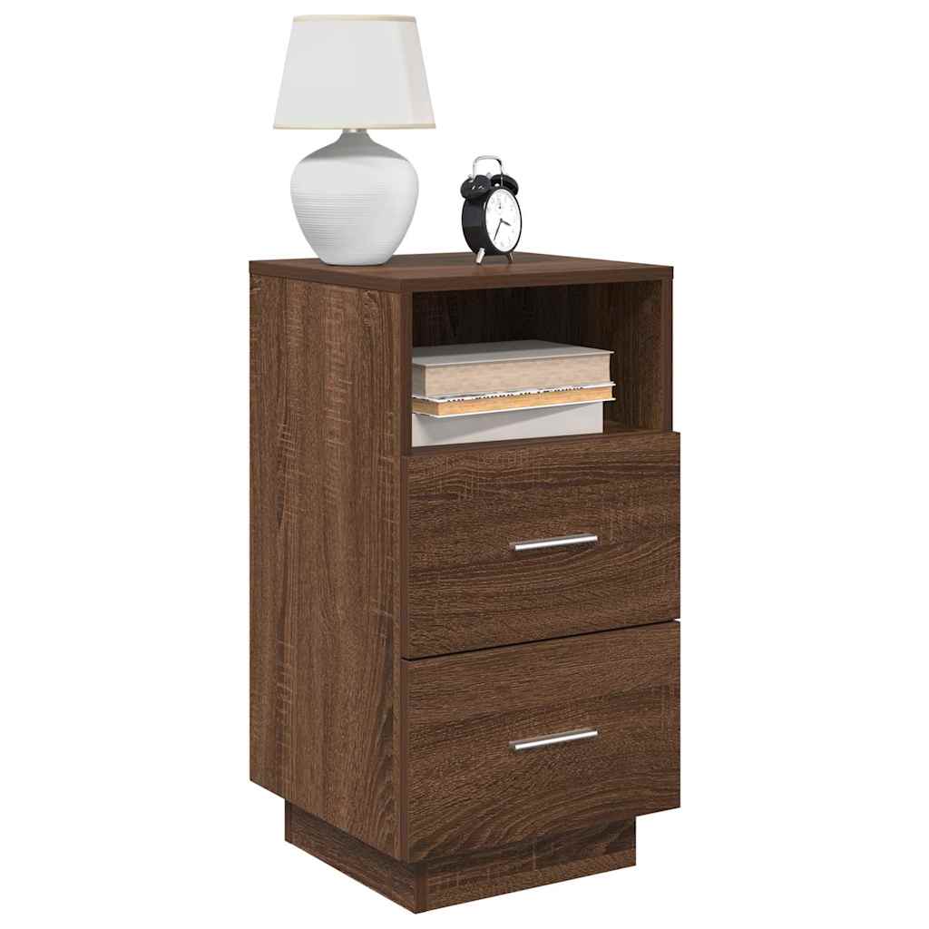 Bedside Cabinet With 2 Drawers Brown Oak 36X36X68 Cm