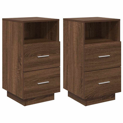 Bedside Cabinets 2 Pcs With 2 Drawers Brown Oak 36X36X68 Cm