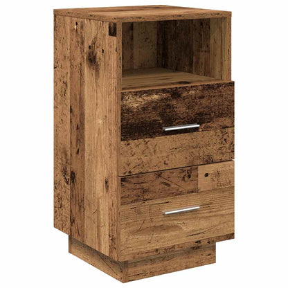 Bedside Cabinet With 2 Drawers Old Wood 36X36X68 Cm