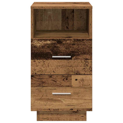 Bedside Cabinet With 2 Drawers Old Wood 36X36X68 Cm