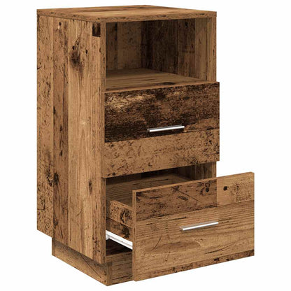 Bedside Cabinet With 2 Drawers Old Wood 36X36X68 Cm