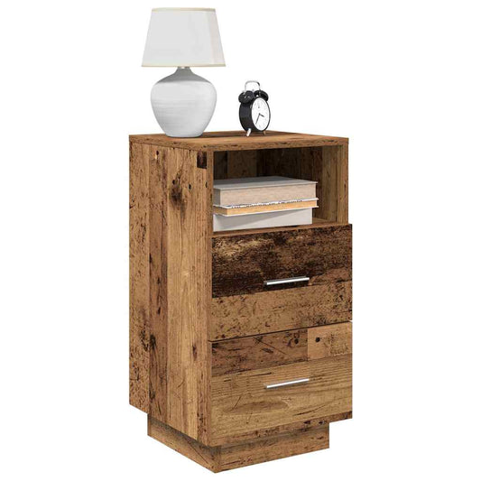 Bedside Cabinet With 2 Drawers Old Wood 36X36X68 Cm