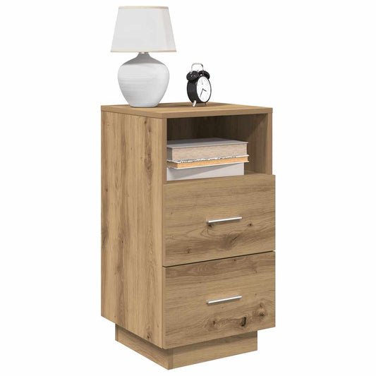 Bedside Cabinet With 2 Drawers Artisan Oak 36X36X68 Cm