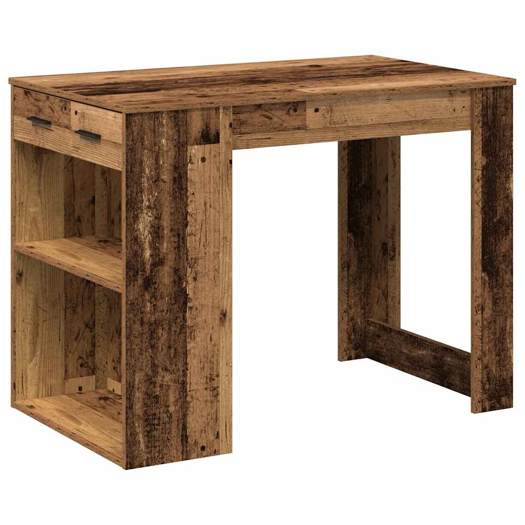 Desk With Drawer And Shelf Old Wood 102X62X77.5 Cm Engineered Wood