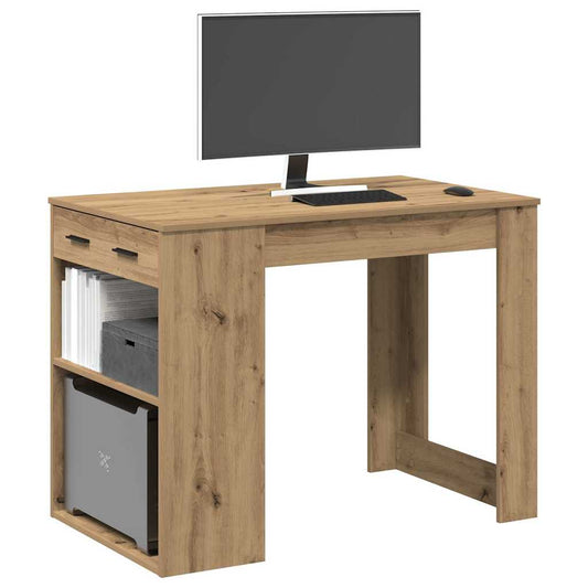 Desk With Drawer And Shelf Artisan Oak 102X62X77.5 Cm Engineered Wood