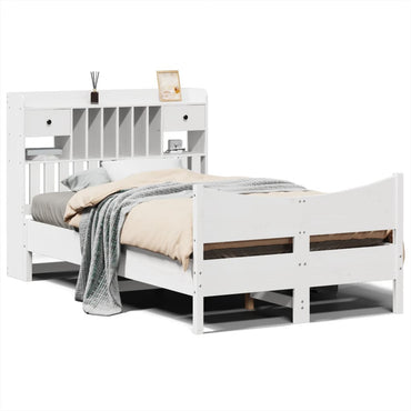 Bed Frame Without Mattress White 120X190 Cm Small Double Solid Wood Pine