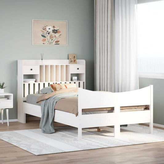 Bed Frame Without Mattress White 120X190 Cm Small Double Solid Wood Pine