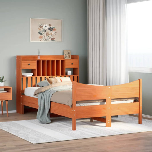 Bed Frame Without Mattress Wax Brown 120X190 Cm Small Double Solid Wood Pine