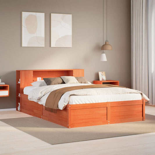 Bed Frame Without Mattress Wax Brown 120X190 Cm Small Double Solid Wood Pine